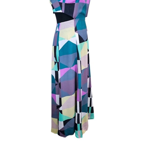 Mara Hoffman Tie Back Cut Out Midi Dress Diamonds Plum 0 Geometric Halter Chic - Picture 14 of 16